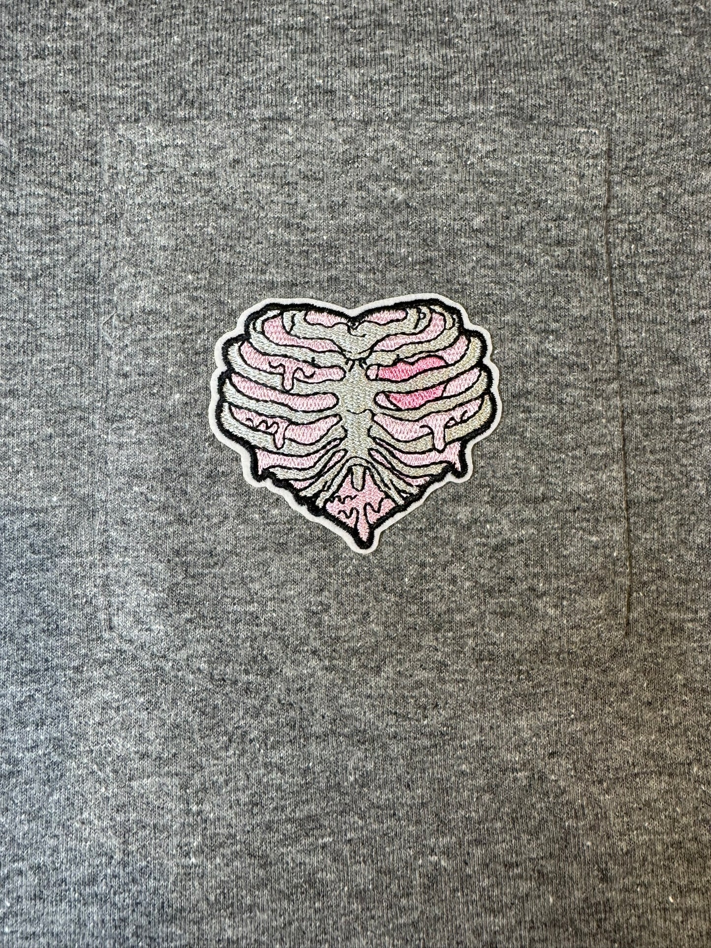 The Skeleton Heart Patch Gildan Pocket Tee